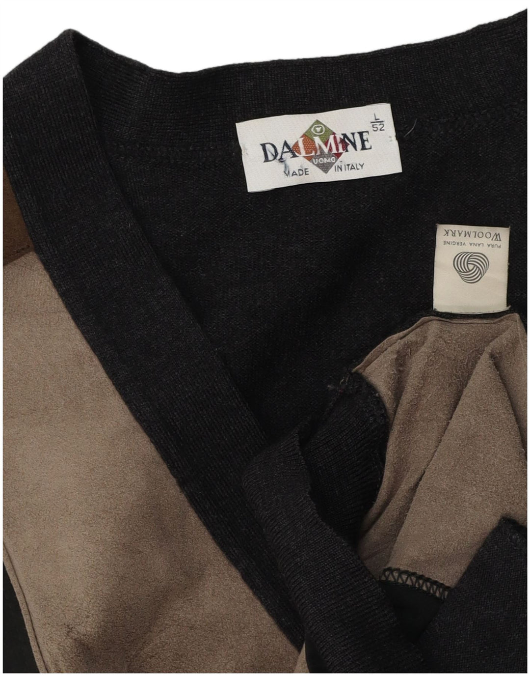 DALMINE Mens Suede Cardigan Sweater IT 52 Large Grey Colourblock