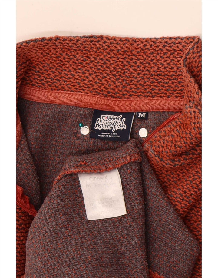 Weird Fish Mens Zip Neck Sweatshirt Jumper Medium Orange Cotton