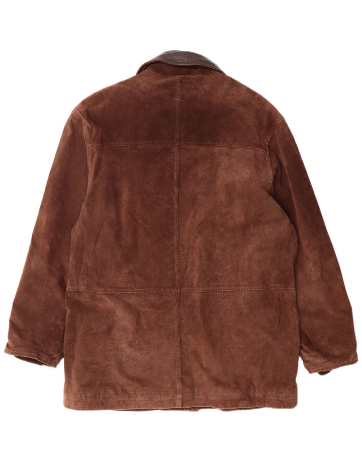 Compagnia Mens Suede Windbreaker Coat IT 50 Large Brown Leather