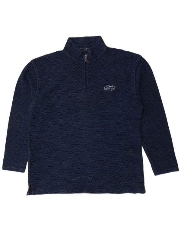 Weird Fish Mens Zip Neck Sweatshirt Jumper 2XL Navy Blue Cotton