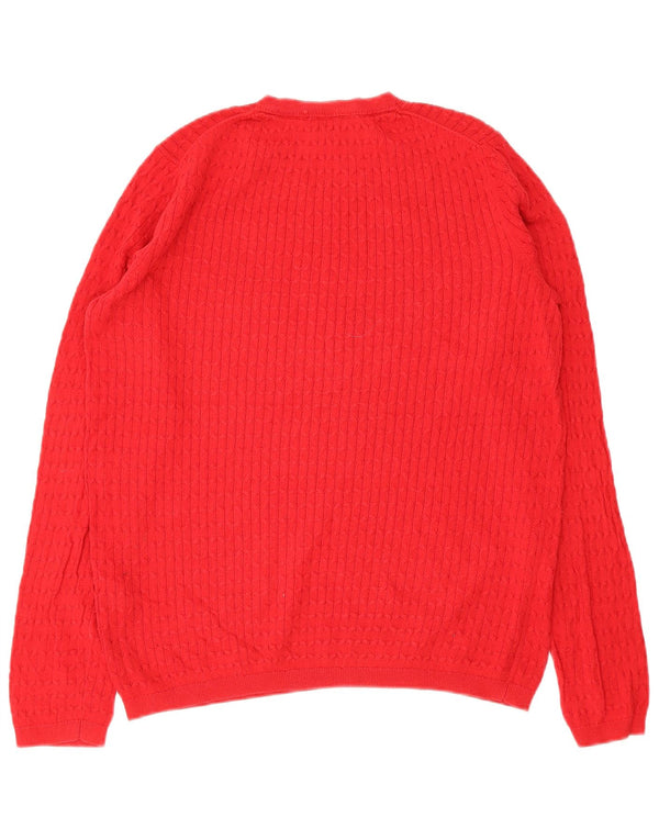 Tommy Hilfiger Womens Crew Neck Jumper Sweater UK 16 Large Red Cotton