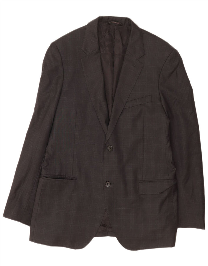 Calvin Klein Mens 2 Button Blazer Jacket IT 50 Large Grey Check Wool
