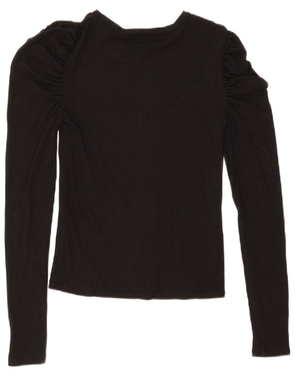 Zara Womens Long Sleeve Blouse Top UK 12 Medium Black