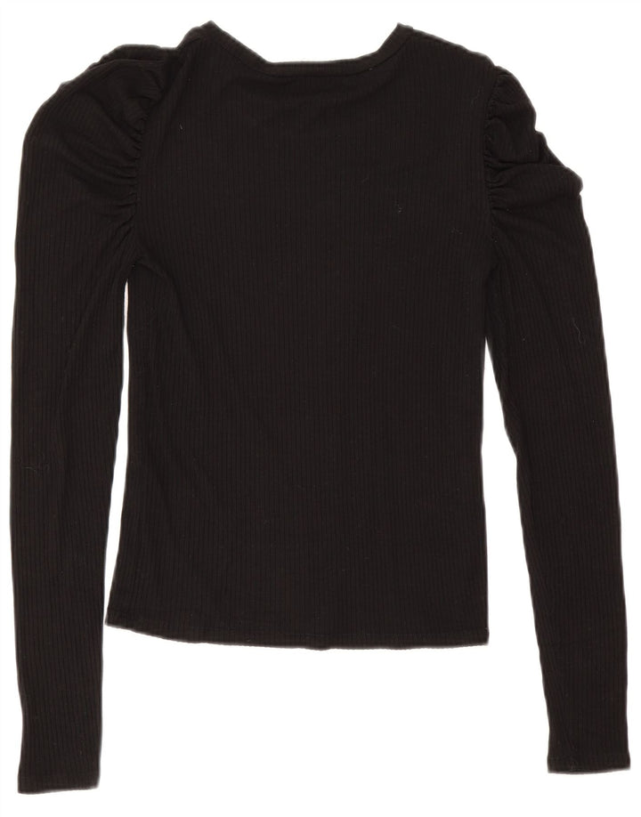 Zara Womens Long Sleeve Blouse Top UK 12 Medium Black