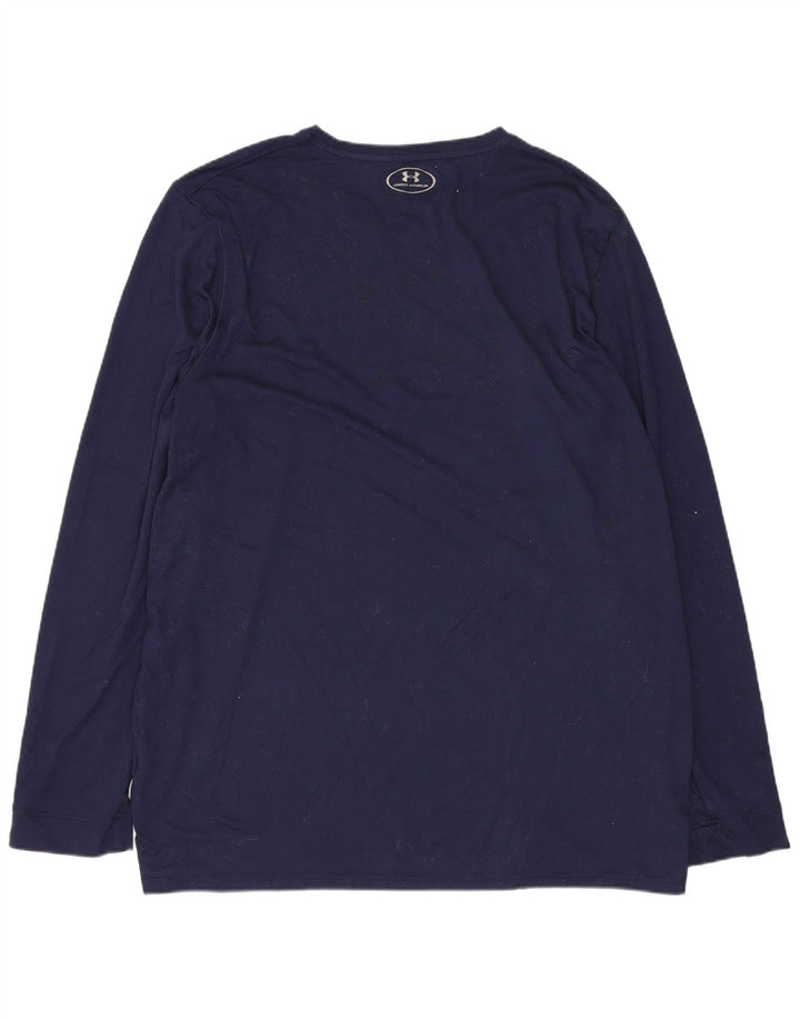 UNDER ARMOUR Mens Top Long Sleeve Large Navy Blue Polyester