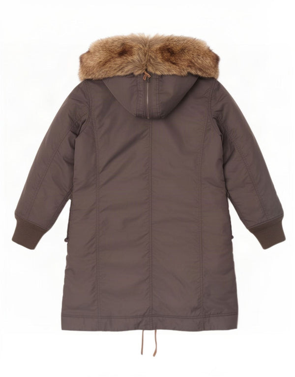 Diesel Womens Hooded Padded Coat UK 14 Medium Grey Nylon