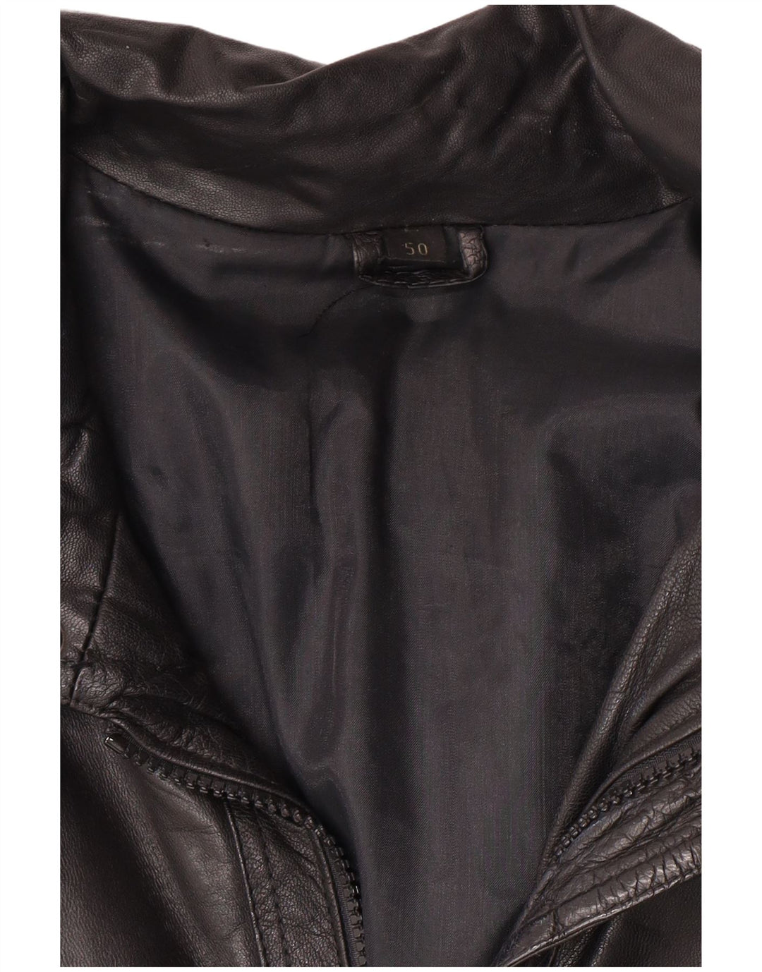 VINTAGE Mens Leather Jacket IT 50 Large Black Leather