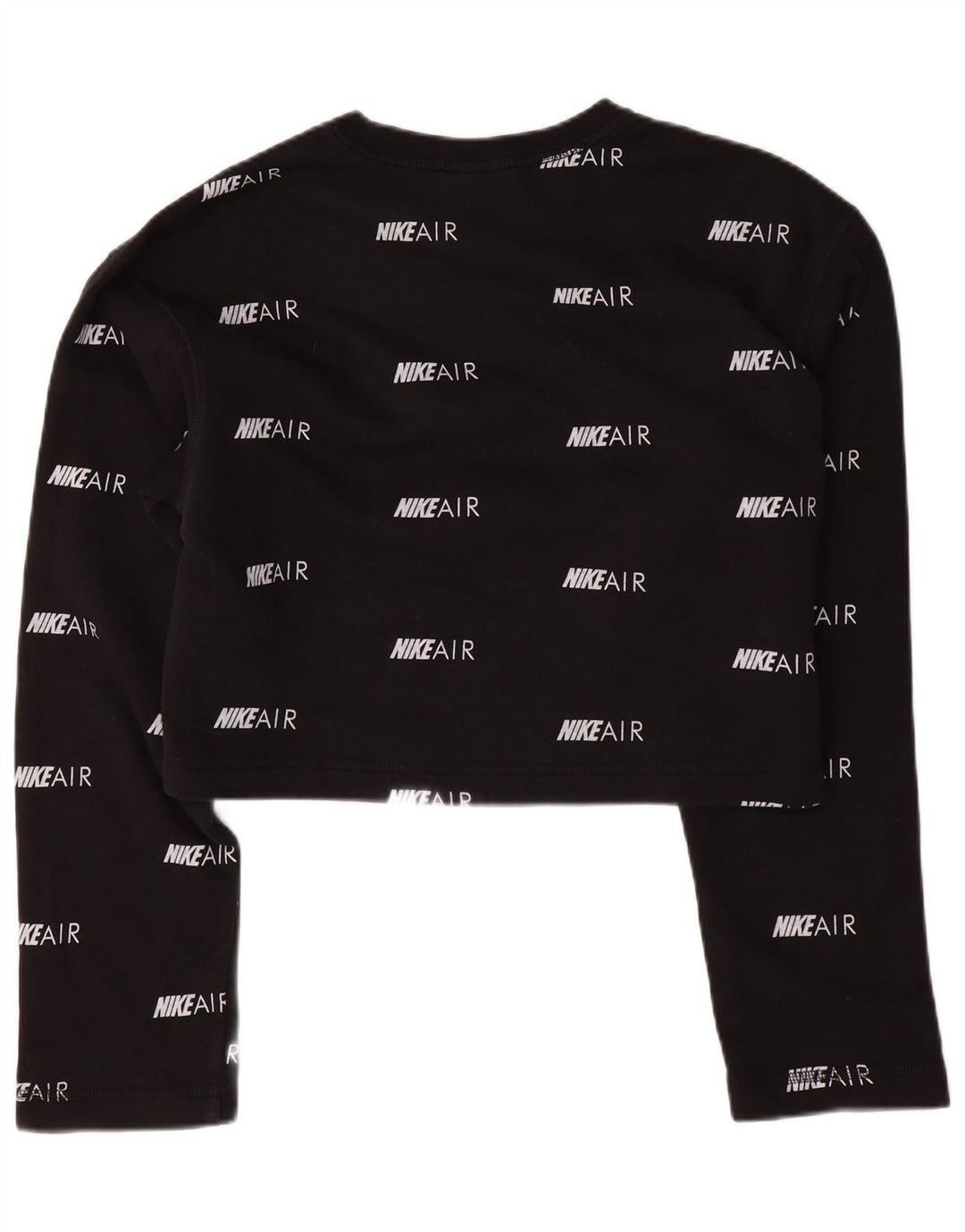 NIKE Womens Oversized Crop Sweatshirt Jumper UK 10 Small Black Spotted