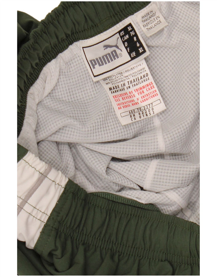 PUMA Mens Tracksuit Trousers Joggers XL  Khaki Colourblock Nylon