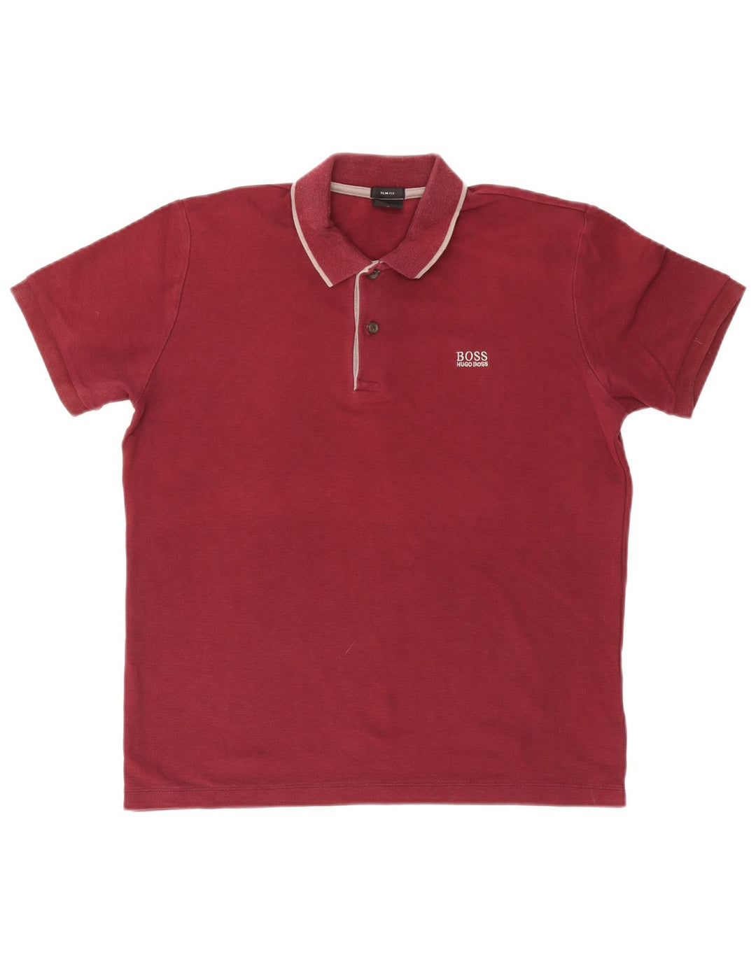 HUGO BOSS Mens Polo Shirt Medium Burgundy Cotton
