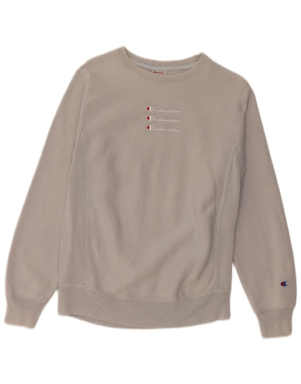 Champion Womens Graphic Sweatshirt Jumper UK 10 Small Grey Cotton