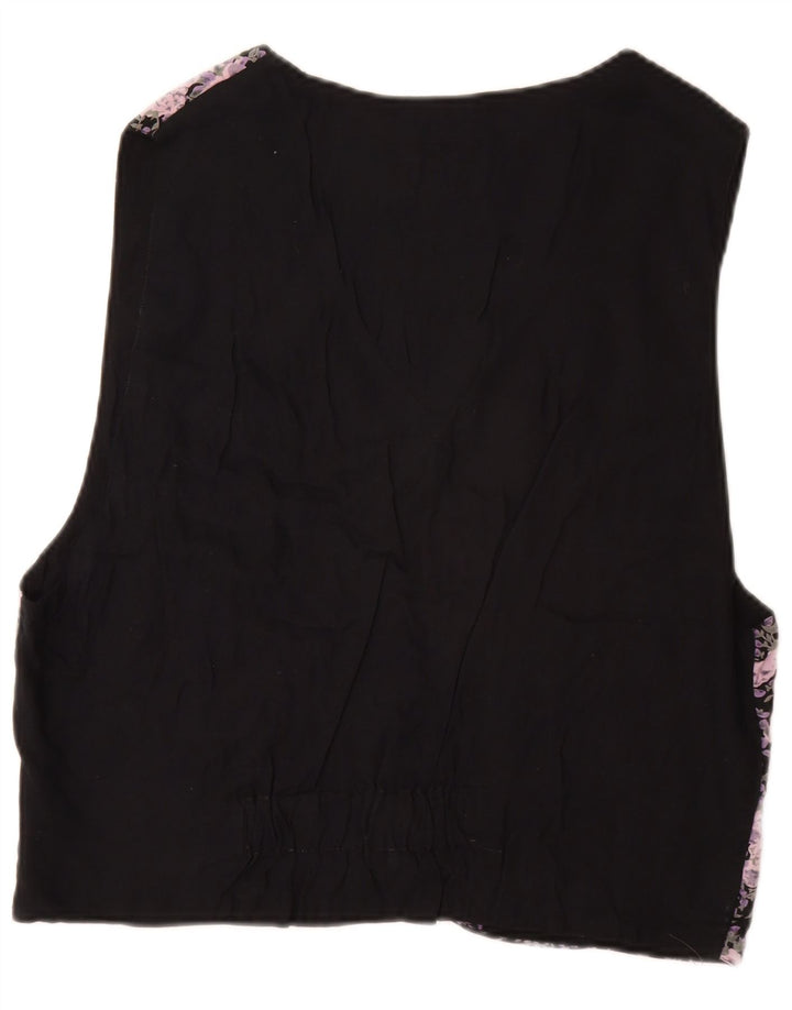 VINTAGE Mens Waistcoat IT 52/54 Large Black Floral Viscose