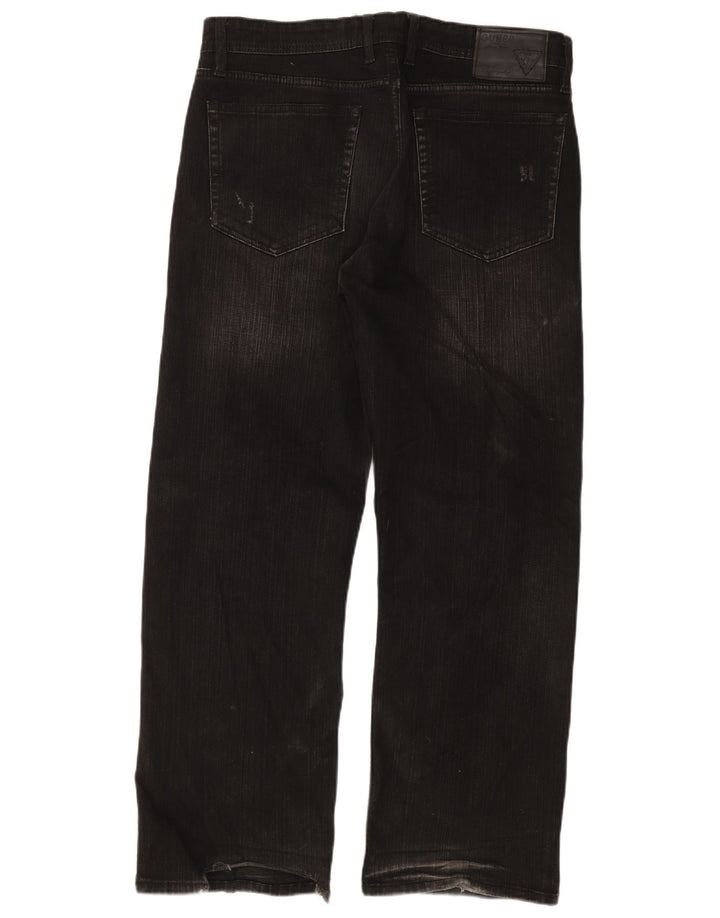 GUESS Mens Straight Jeans W36 L30 Black Cotton