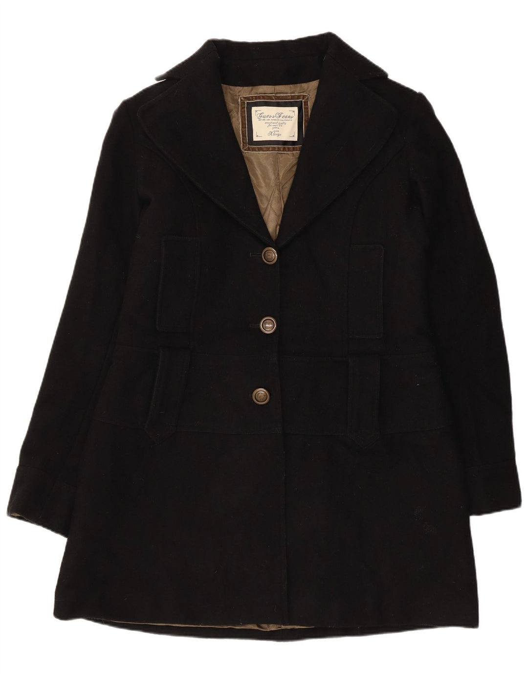 Guess Womens Pea Coat UK 18 XL Black Wool