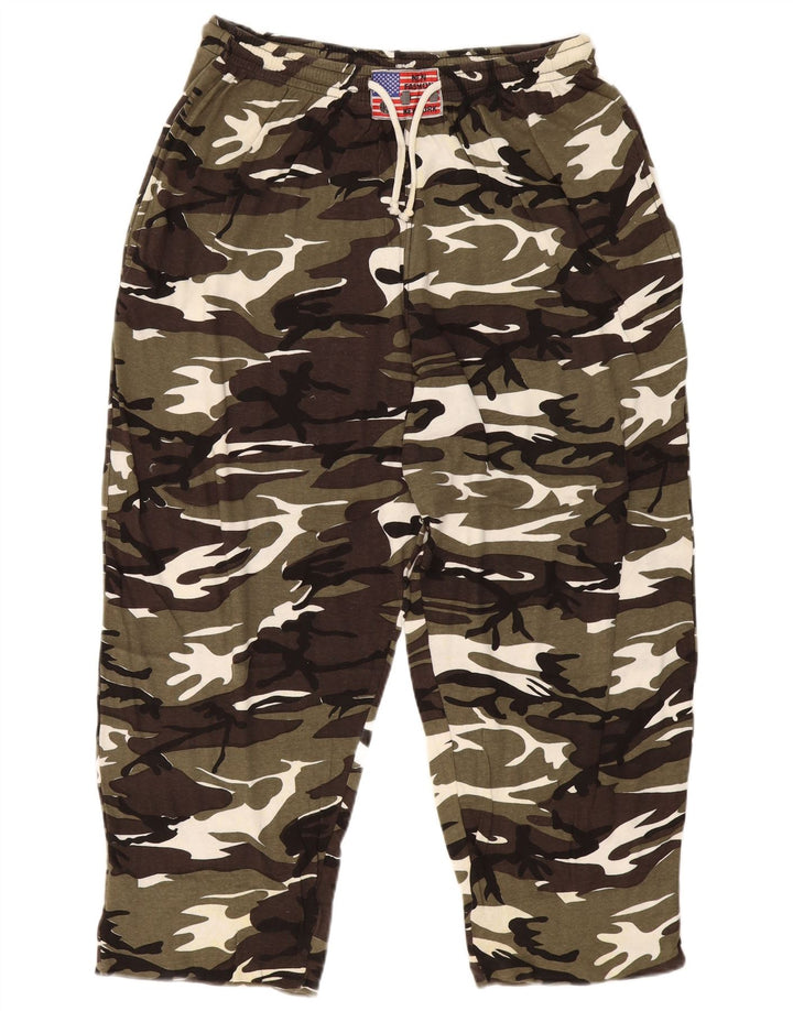 VINTAGE Mens Tracksuit Trousers 2XL  Green Camouflage