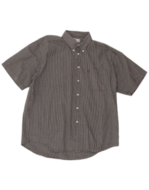 FILA Mens Short Sleeve Shirt XL Black Check Cotton