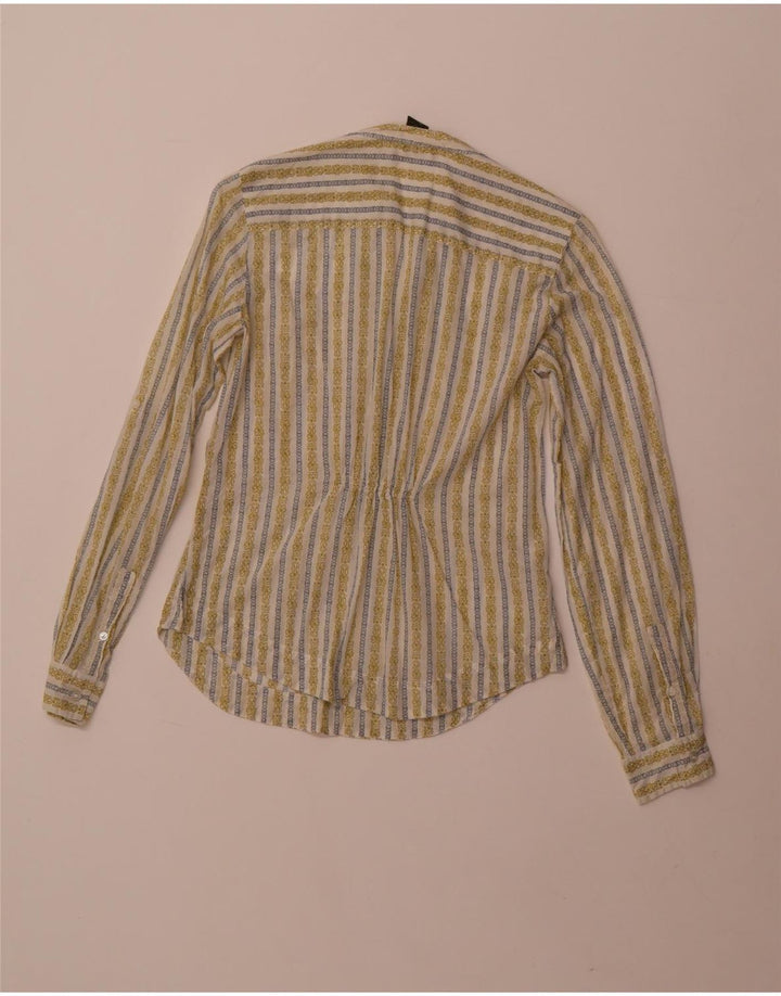 Eddie Bauer Womens Shirt UK 6 XS Green Floral Cotton