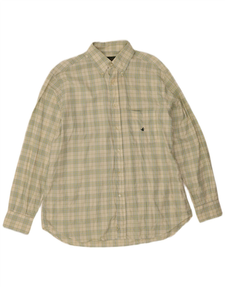 Brooksfield Mens Shirt Size 43 Large Green Check Cotton