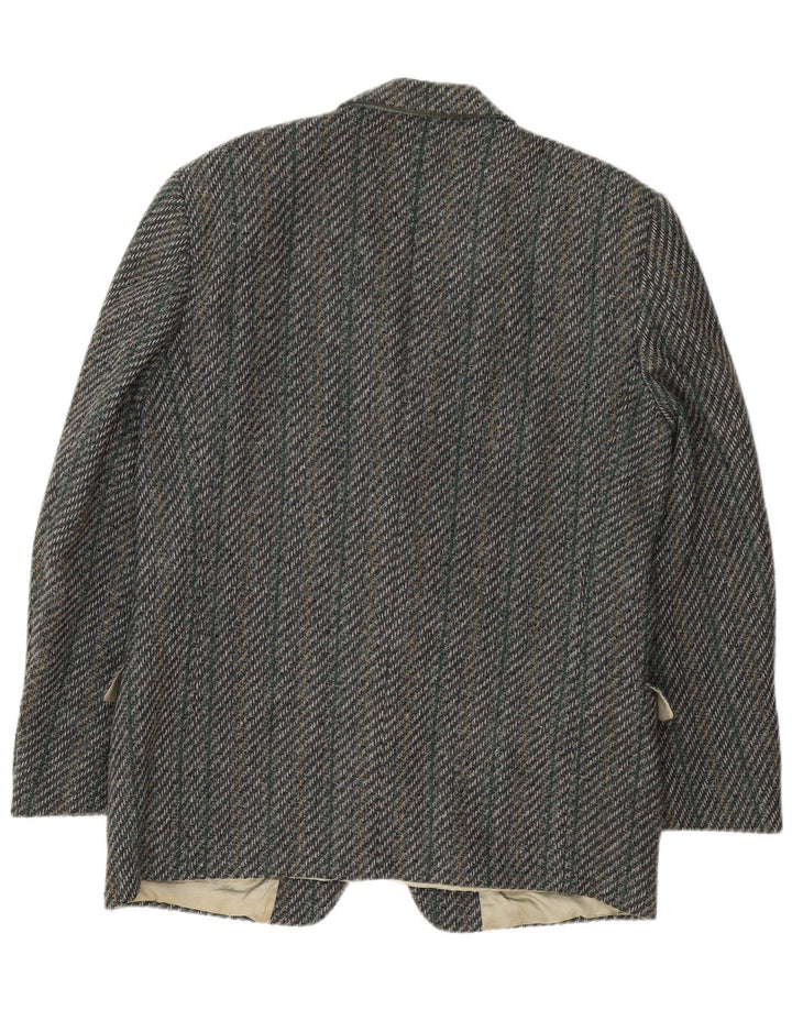 Facis Mens 2 Button Blazer Jacket IT 52 XL Grey Herringbone Wool