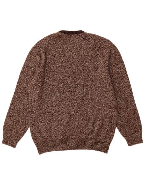 IL GRANCHIO Womens Crew Neck Jumper Sweater UK 22 3XL Brown Flecked Wool