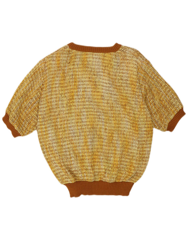 Vintage Womens Short Sleeve V-Neck Jumper Sweater IT 44 Medium Yellow