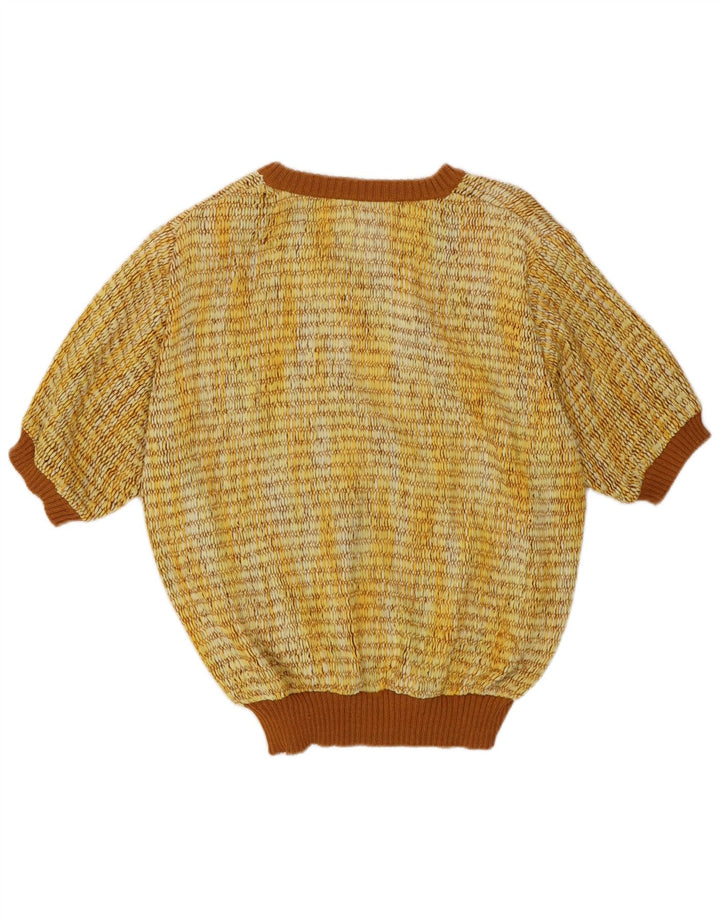 Vintage Womens Short Sleeve V-Neck Jumper Sweater IT 44 Medium Yellow