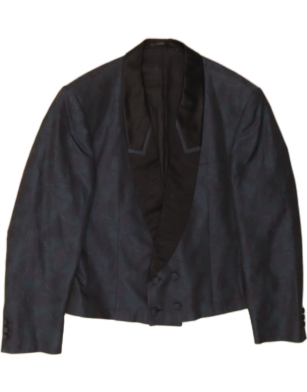 EMANI Womens Double Breasted Blazer Jacket IT 52 2XL Navy Blue Tie Dye Vintage Emani and Second-Hand Emani from Messina Hembry 