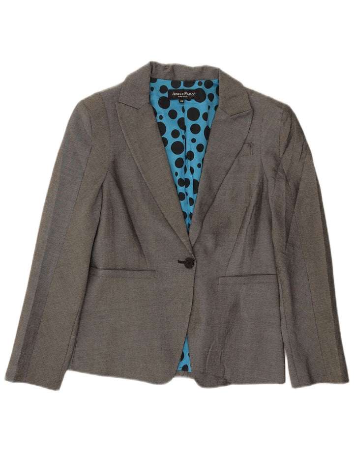Adele Fado Womens 1 Button Blazer Jacket IT 44 Medium Grey Wool