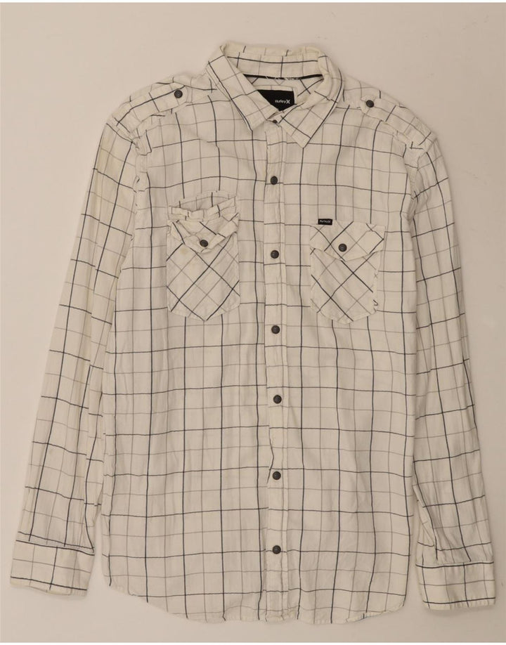 Hurley Mens Shirt Large White Check Cotton