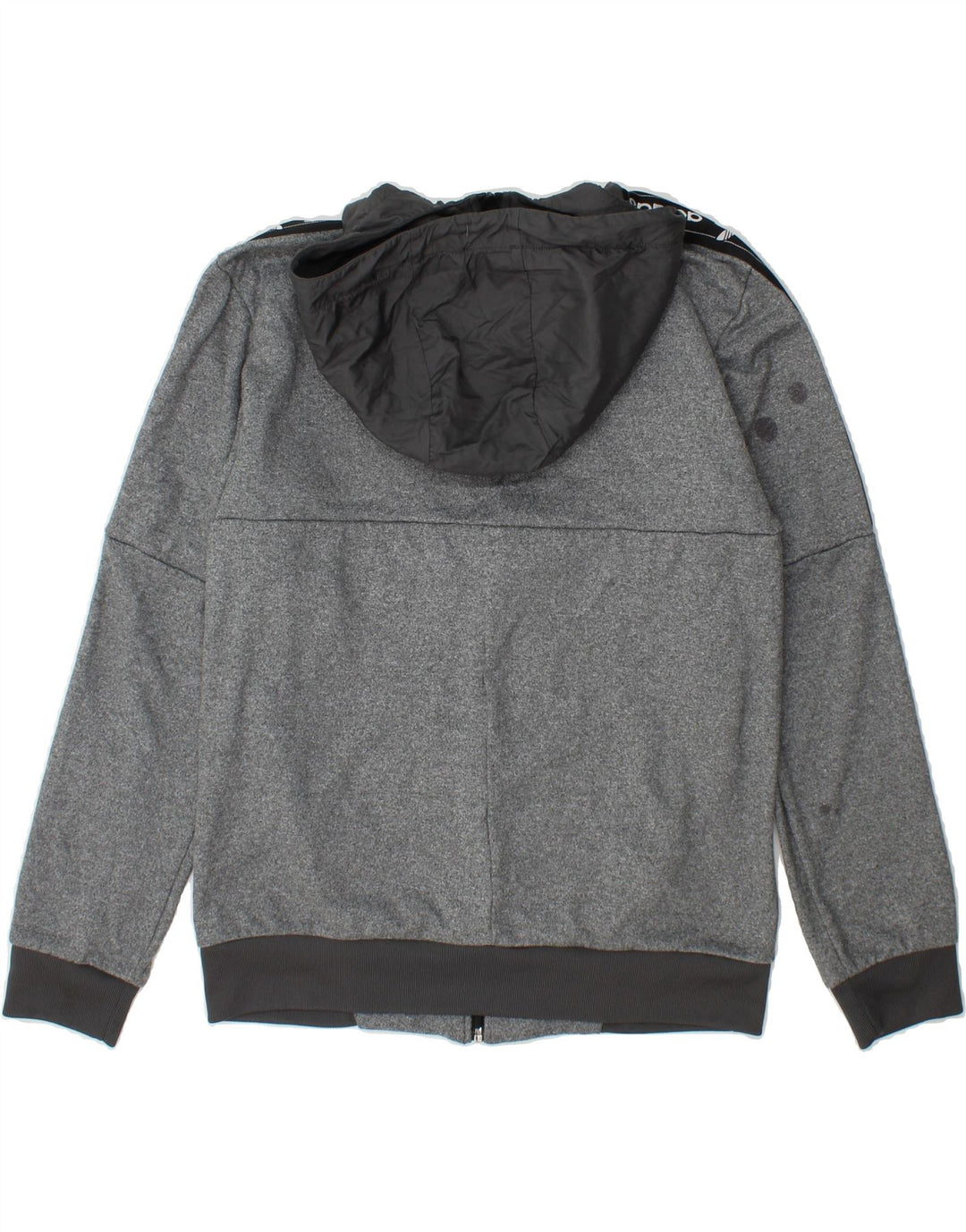 ADIDAS Mens Graphic Zip Hoodie Sweater Medium Grey Colourblock Polyester Vintage Adidas and Second-Hand Adidas from Messina Hembry 