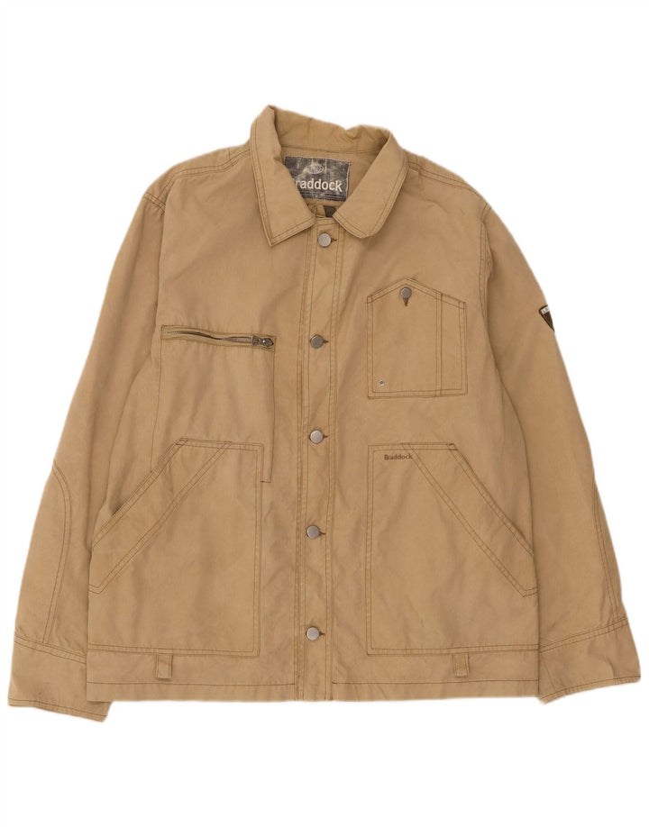 Braddock Mens Utility Jacket UK 40 Large Beige Cotton