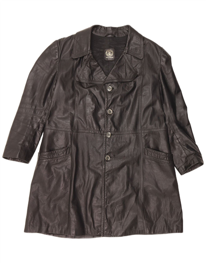 Vintage Mens Leather Coat UK 40 Large Black Leather