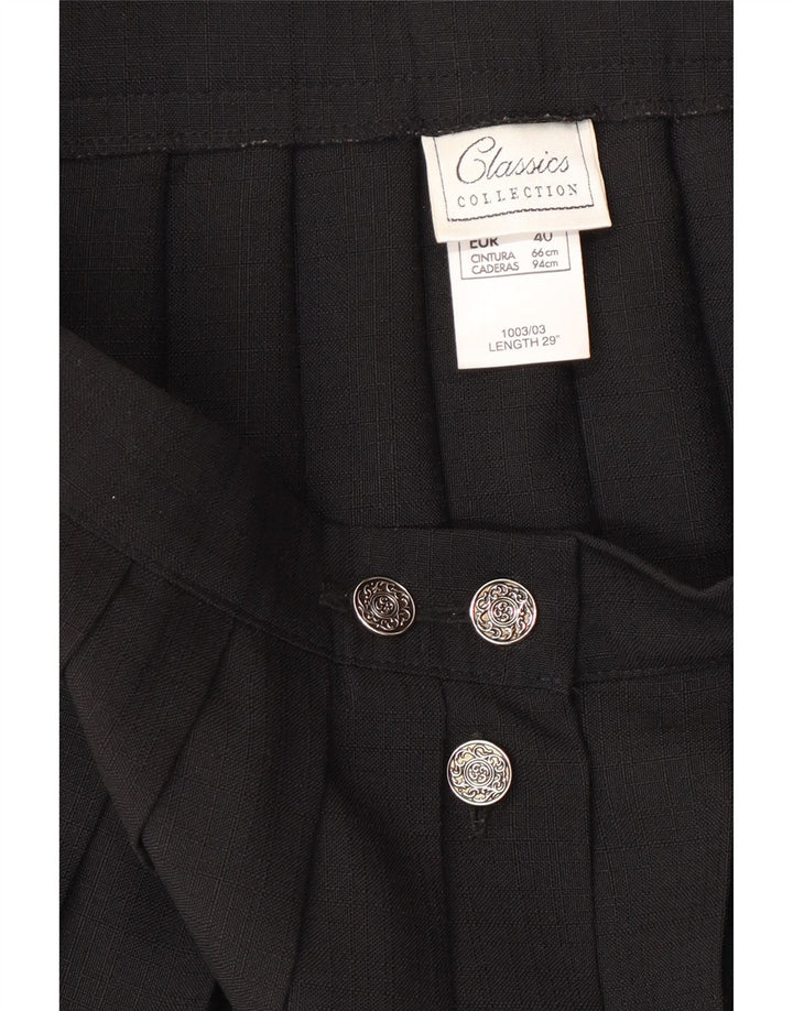 ST. BERNARD Womens Knife Pleated Skirt UK 12 Medium W26 Black Polyester Vintage St. Bernard and Second-Hand St. Bernard from Messina Hembry 