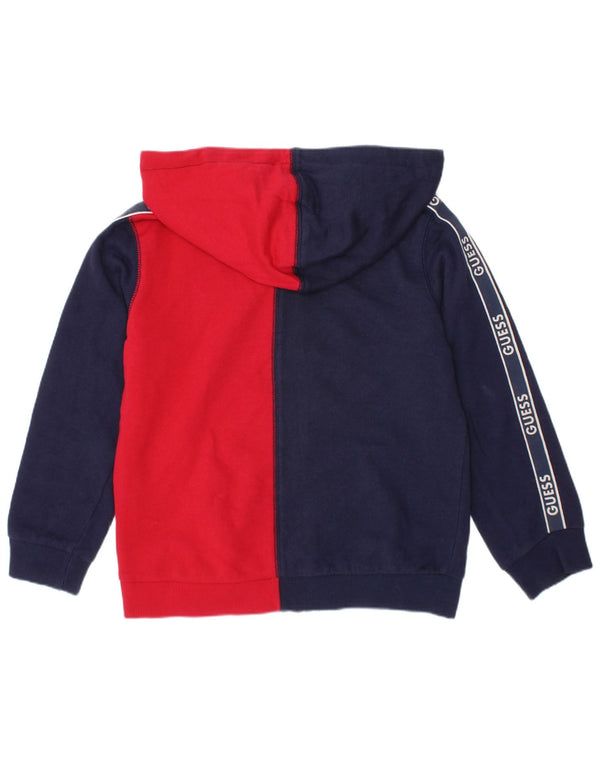 Guess Boys Zip Hoodie Sweater 4-5 Years Navy Blue Colourblock Cotton