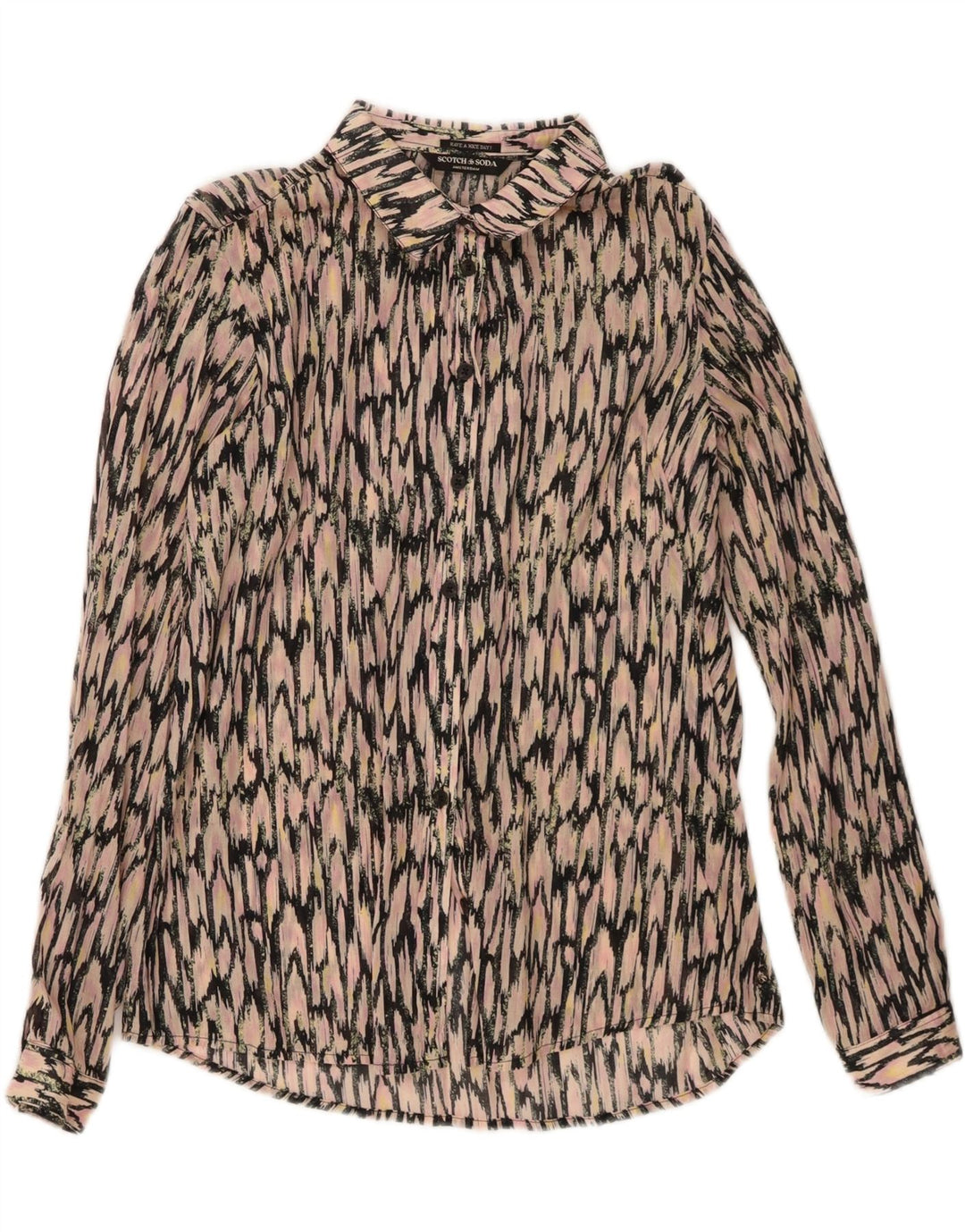 Scotch & Soda Womens Abstract Pattern Shirt Blouse UK 14 Medium Pink