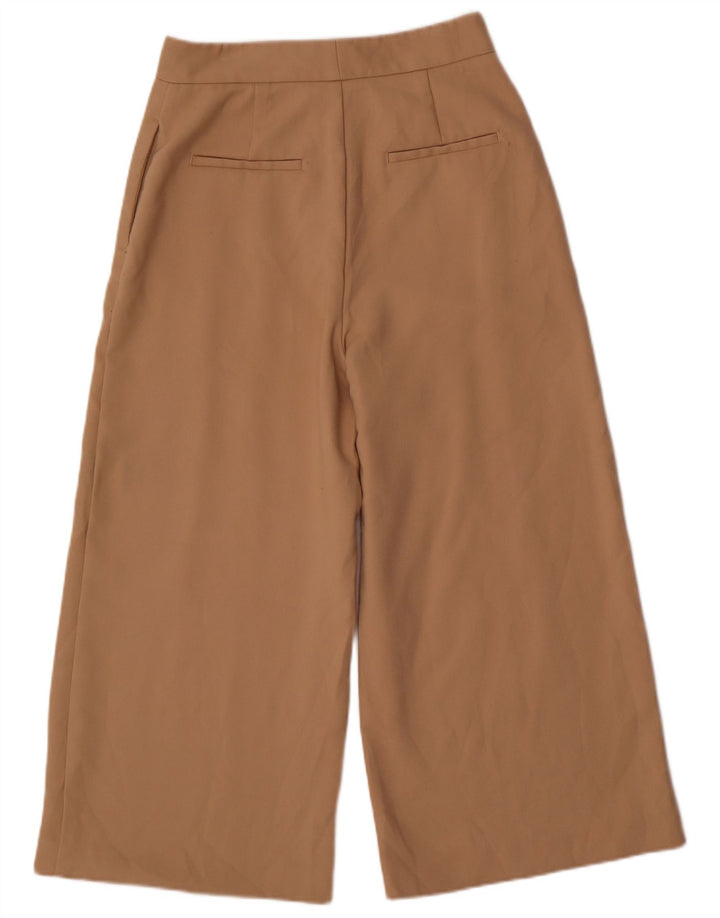 ZARA Womens Wide Leg Cropped Trousers Medium W28 L24 Beige Polyester