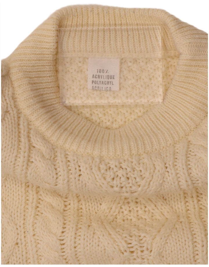 VINTAGE Womens Crew Neck Jumper Sweater UK 20 2XL Off White Polyacrylic