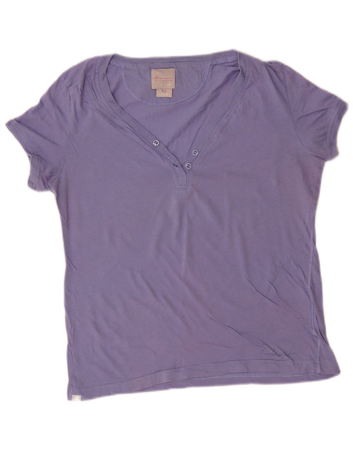 CHAMPION Womens T-Shirt Top UK 18 XL Purple Cotton