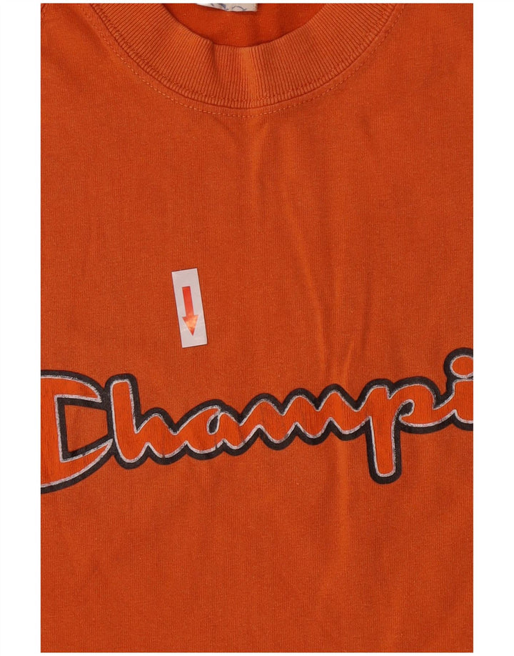 Champion Mens Graphic T-Shirt Top Medium Orange Cotton