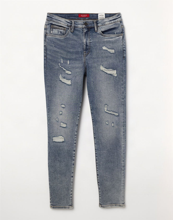 Guess Mens Distressed Slim Jeans W31 L32 Blue Cotton