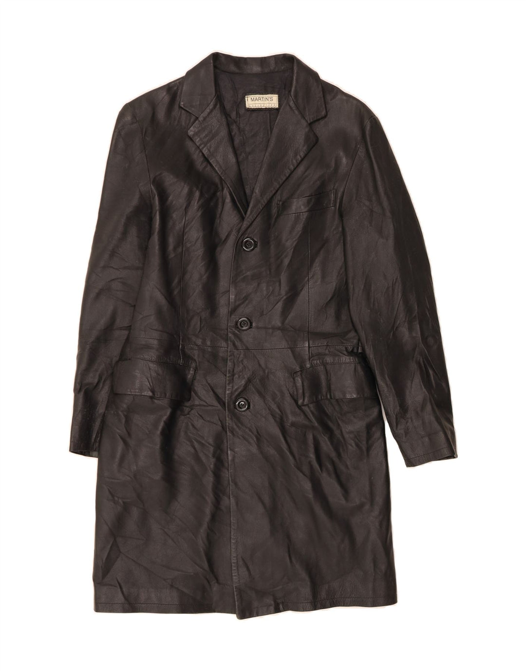 MARTIN'S Mens Leather Coat IT 46 Small Black Leather Vintage Martin's and Second-Hand Martin's from Messina Hembry 