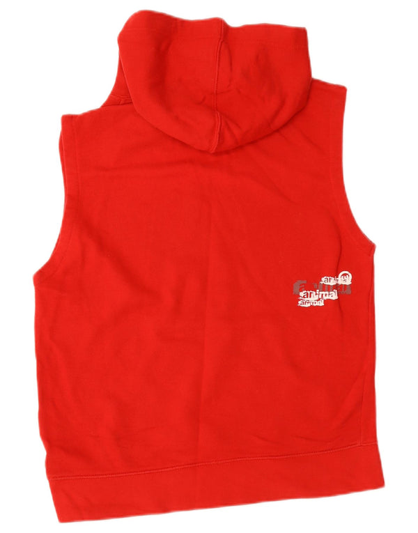 Animal Mens Graphic Sleeveless Hoodie Jumper Medium Red Cotton