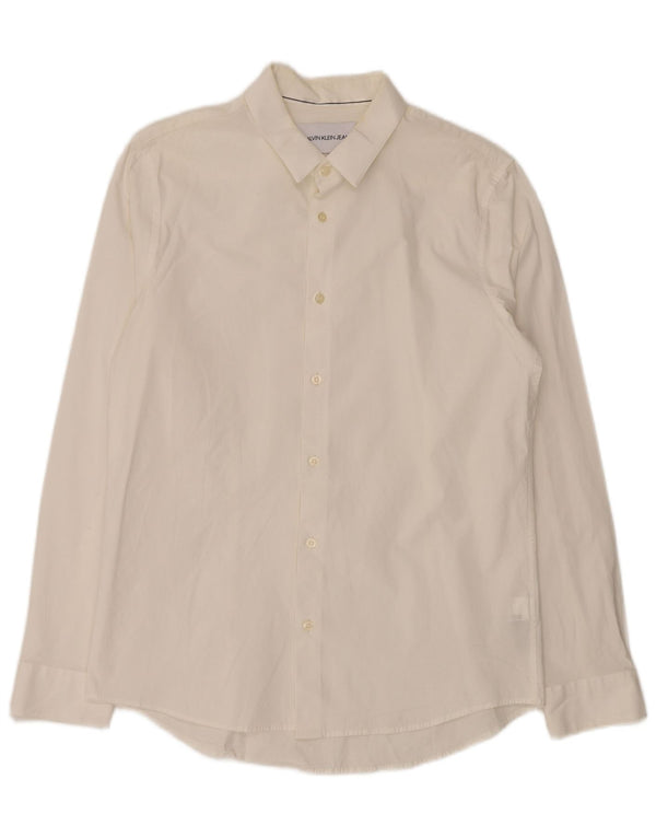 Calvin Klein Jeans Mens Slim Fit Shirt XL White Cotton
