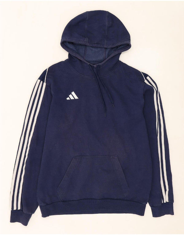 ADIDAS Mens Hoodie Jumper Medium Navy Blue Cotton