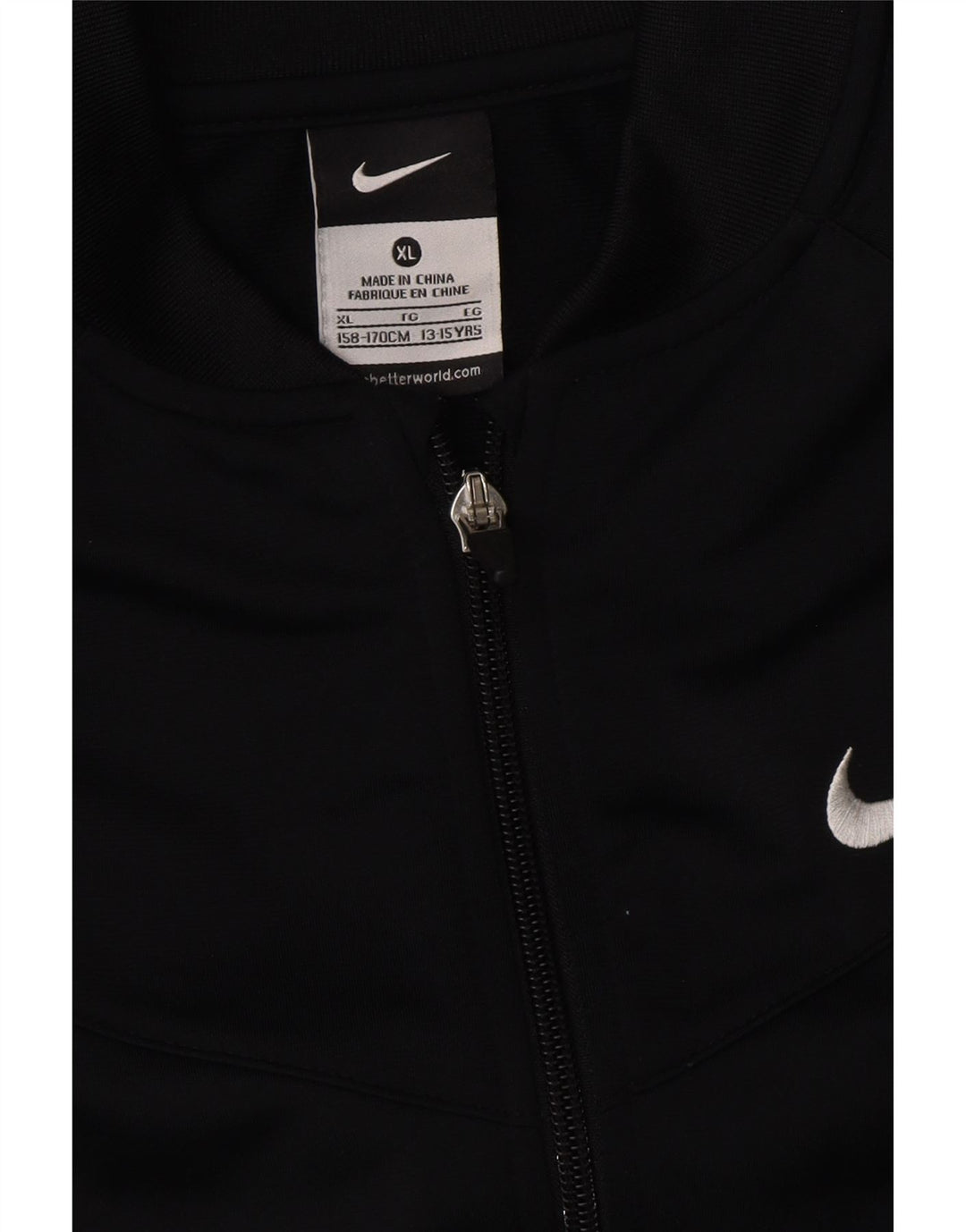 NIKE Boys Graphic Tracksuit Top Jacket 13-14 Years XL Black Polyester Vintage Nike and Second-Hand Nike from Messina Hembry 