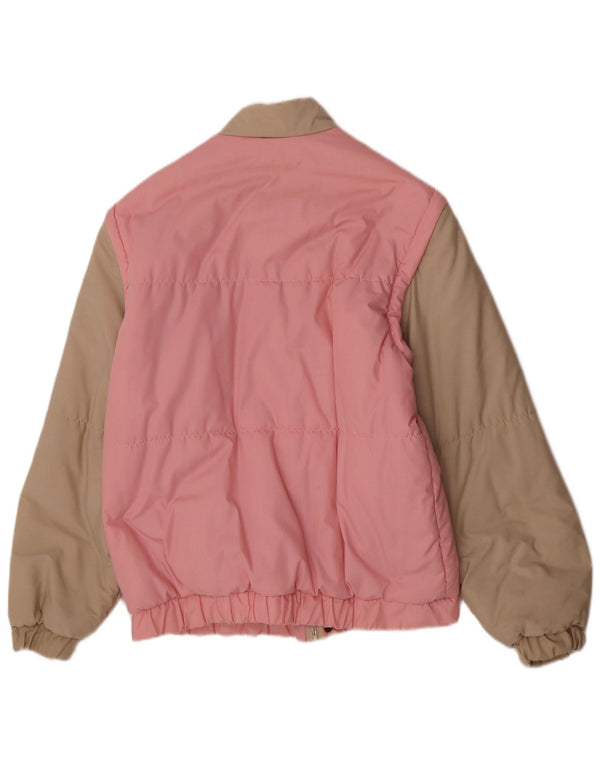 Vintage Mens Padded Jacket IT 48 Medium Pink Colourblock Cotton