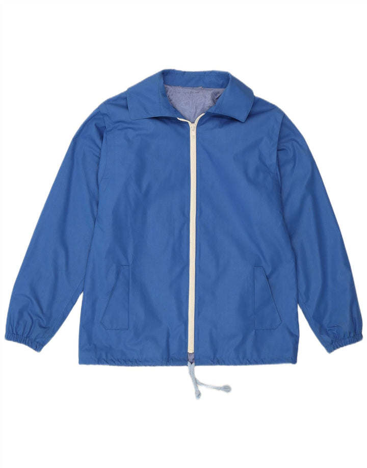 VINTAGE Womens Bomber Jacket UK 12 Medium Blue Polyester