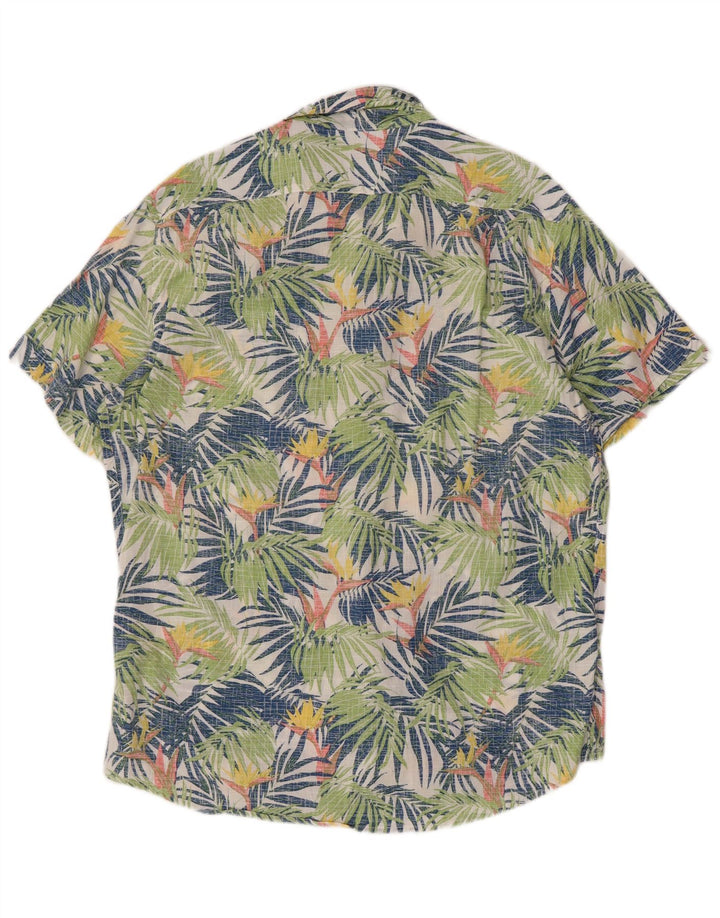 Izod Mens Salt Water Short Sleeve Shirt Large Multicoloured Floral Cotton