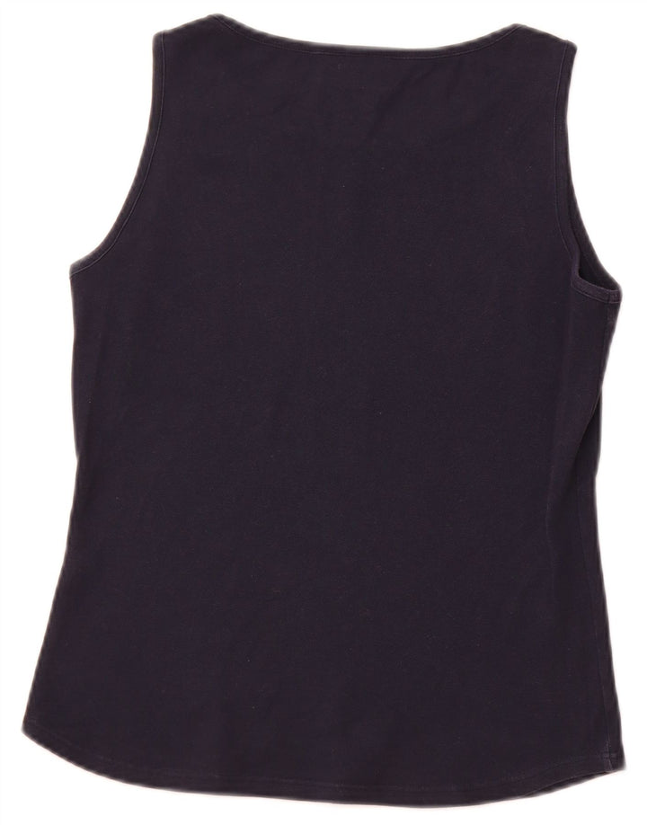 LACOSTE Womens Vest Top Size 42 Large Navy Blue Cotton