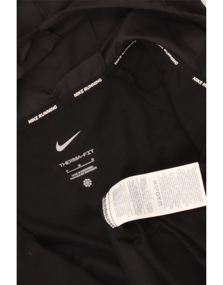 NIKE Mens Therma-Fit Hooded Tracksuit Top Jacket Medium Black Colourblock